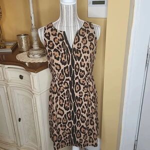 Loft animal print sleeveless above knee mini dress women's size 4p